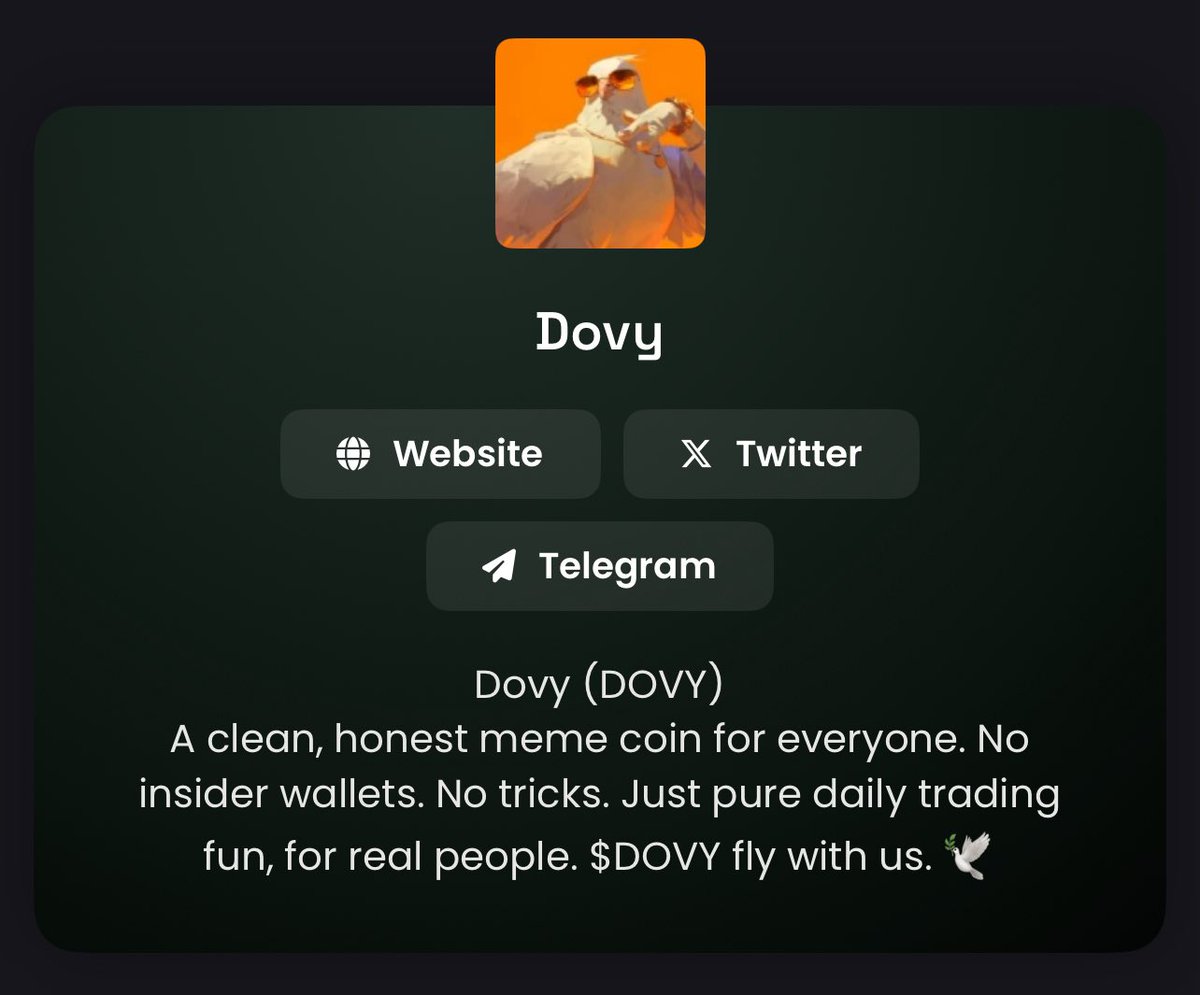 DOVYCoin's tweet photo. 8dYrJEtTMJsdJqddnzYCKDkj1suSKUe2vLnoceR6pump https://t.co/b44H00FDuT