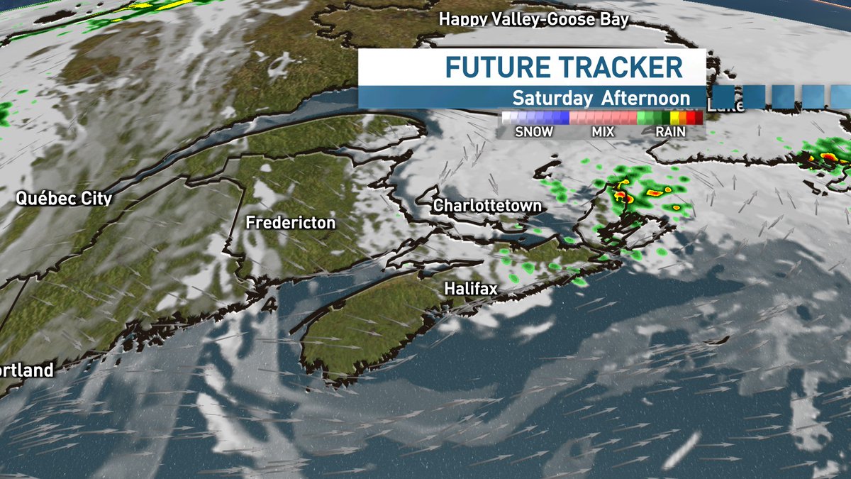 ryansnoddon's tweet image. Active this evening with showers and thunderstorms.
Cooler temperatures and less humid for Friday, with a chance of isolated showers & storms.
Nice Saturday for most, although lingering isolated showers for Cape Breton and eastern NS.
Humidity builds back in through Sunday.