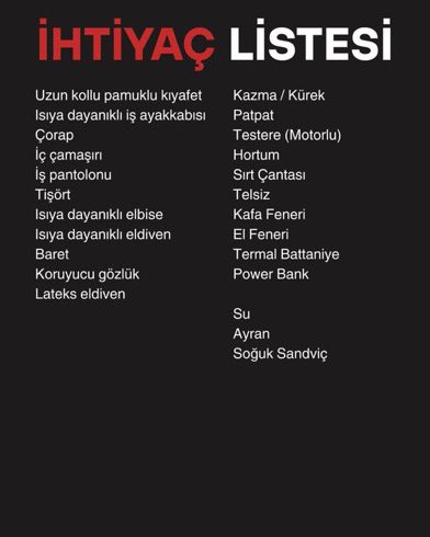 toplanma yerleri ve ihtiyaç listesiymiş, yarından itibaren ulaşabilir veya yardımları teslim edebilirmişiz. paylaşıp yayabilir misiniz
#İzmirYanıyor