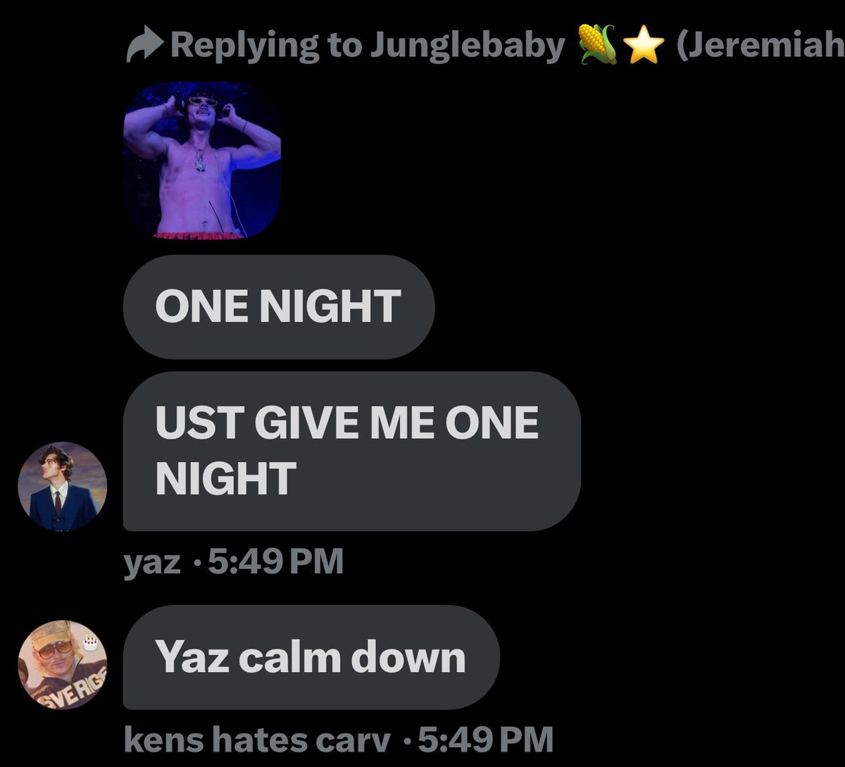 jerbabybear's tweet photo. Spreading Junglebobby propaganda one group chat at a time 💕 #commentlove https://t.co/V6zHyeQ2Xs