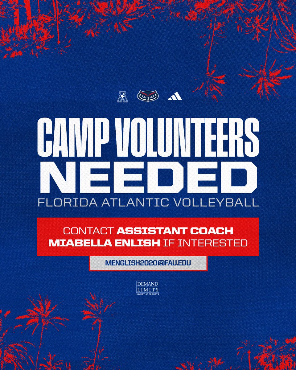 FAUVolleyball's tweet image. We are looking for volunteers for our Owls Volleyball Camps starting next week!
If interested, contact assistant coach MiaBella English at menglish2020@fau.edu!
#WIP๐๏ธ