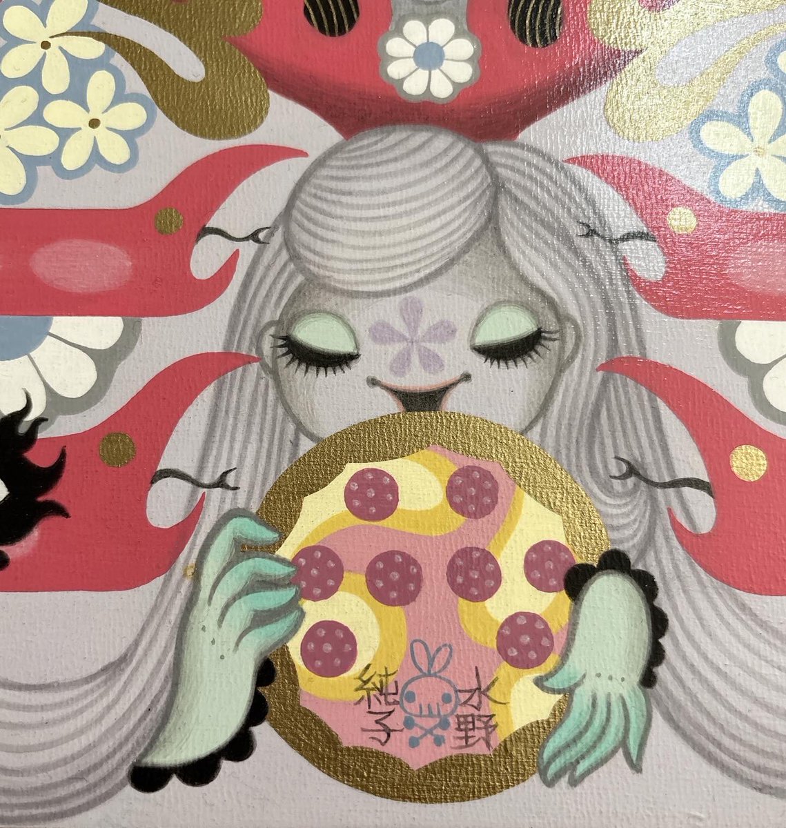 Junko Mizuno 水野純子 (@junko_mizuno) on Twitter photo 🐍SOMA: Healer (2019)🐍
<a href="/gallerynucleus/">Gallery Nucleus</a>「GOKURAKU / Paradise」展に出展中!
蛇パワーでいろいろ治療するナースの絵です。疲れた患者さんも特製エナジー・ピザ🍕ですぐ回復!
「蛇に襲われてる!?😱」という声もあったりして、解釈の幅が楽しい作品です。
👉 gallerynucleus.com/events/1078 🐍SOMA: Healer (2019)🐍
<a href="/gallerynucleus/">Gallery Nucleus</a>「GOKURAKU / Paradise」展に出展中!
蛇パワーでいろいろ治療するナースの絵です。疲れた患者さんも特製エナジー・ピザ🍕ですぐ回復!
「蛇に襲われてる!?😱」という声もあったりして、解釈の幅が楽しい作品です。
👉 gallerynucleus.com/events/1078