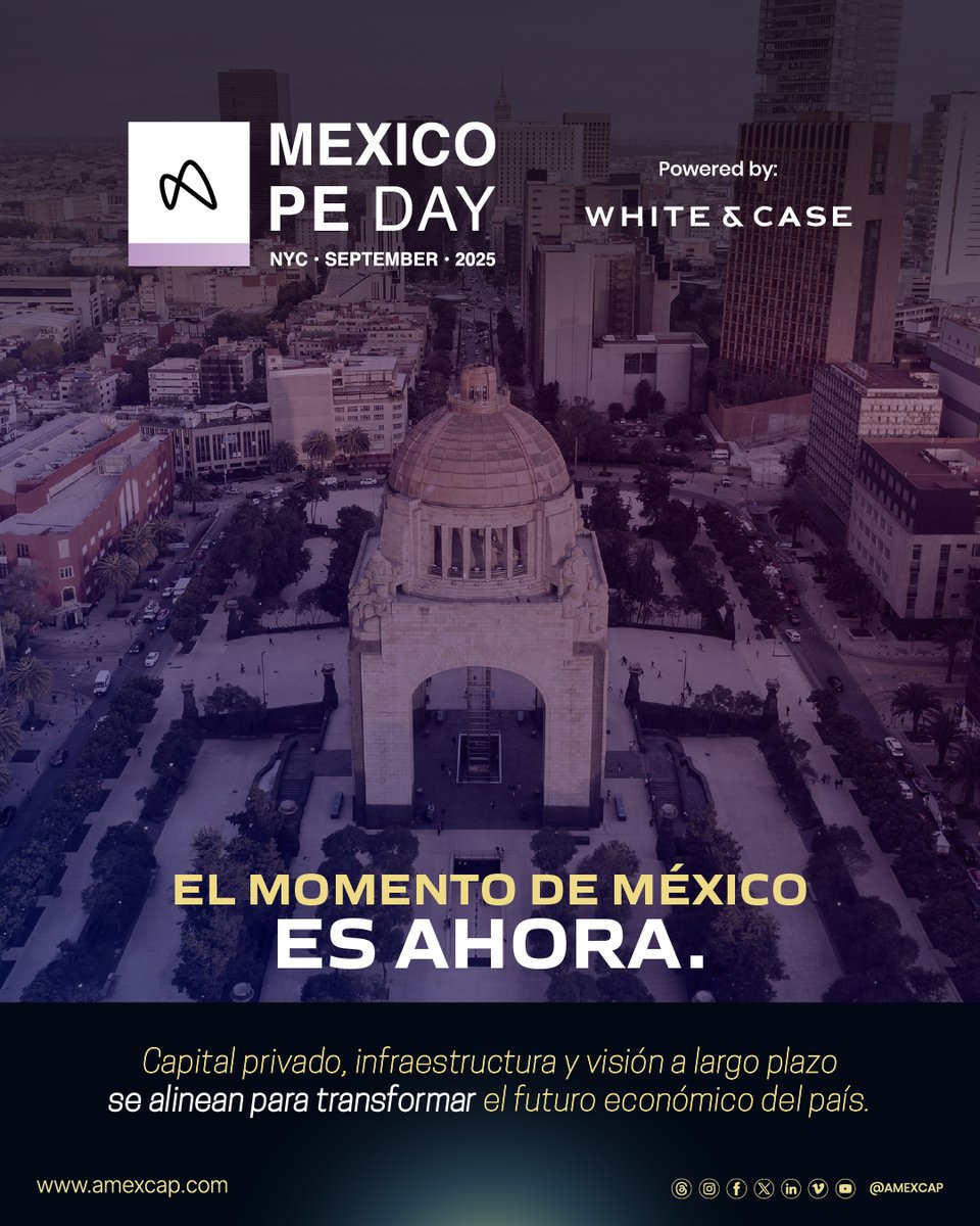 📊 Se proyecta que México canalice hasta USD $28 mil millones al año en capital privado hasta 2030.

Las oportunidades están creciendo.

Conócelas en Mexico PE Day 2025.
🗓️ 2 de septiembre | 📍NYC

 🔗 Regístrate en mexicopeday.com

#MexicoPEDay #PrivateEquity #Amexcap