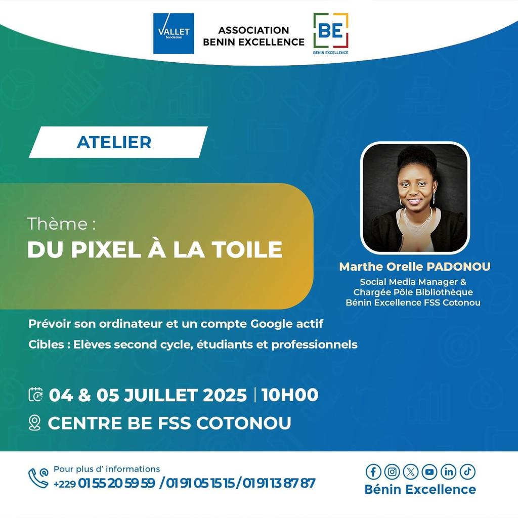 Chers amis,
En 02 jours, nous ferons un atelier pratique pour : apprendre à créer des affiches et vidéos de qualité, créer un site web, communiquer efficacement sur les réseaux sociaux,
02 outils nous y aideront : #Canva et #Googlesites. Participation gratuite. 🤗Passelnfo.