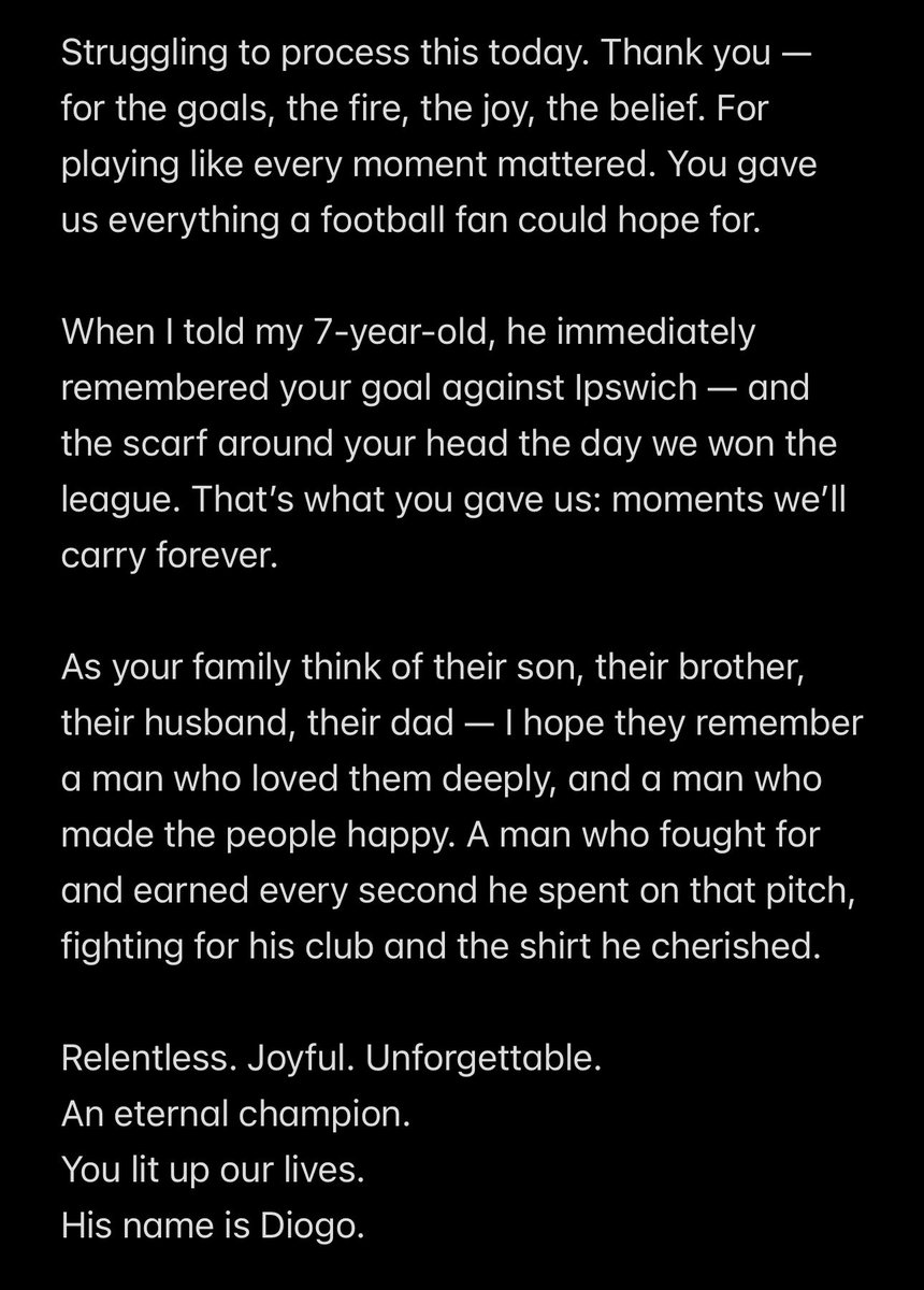 JohnRitchie84's tweet photo. Just needed to put this into words.
For Diogo, and for those who loved him. ♥️ https://t.co/T0Sq7H8dRi