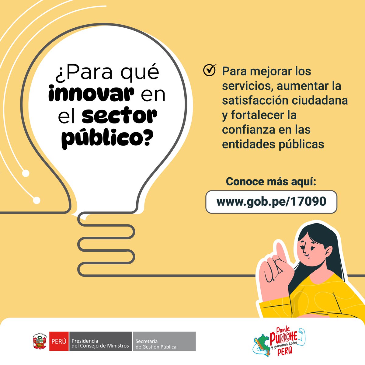💡 Innovar es clave para que las entidades públicas se adapten a los cambios, enfrenten nuevos desafíos para lograr construir un Estado más cercano al ciudadano.

🔍Descubre más sobre la Innovación Pública aquí:  gob.pe/17090

#InnovarParaModernizar #InnovaciónPública