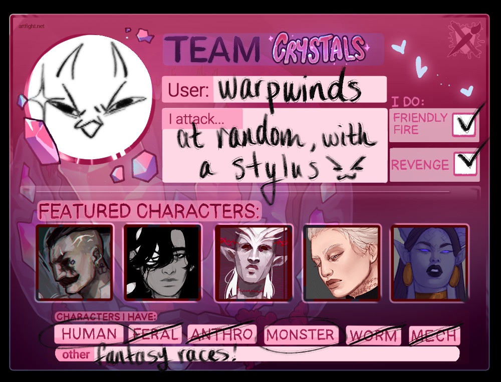 warpwinds's tweet photo. I so rarely post here anymore buuuuuut… I’m trying Art Fight this year!!
https://t.co/h4B4QtLwDt https://t.co/TekFRTkaV4
