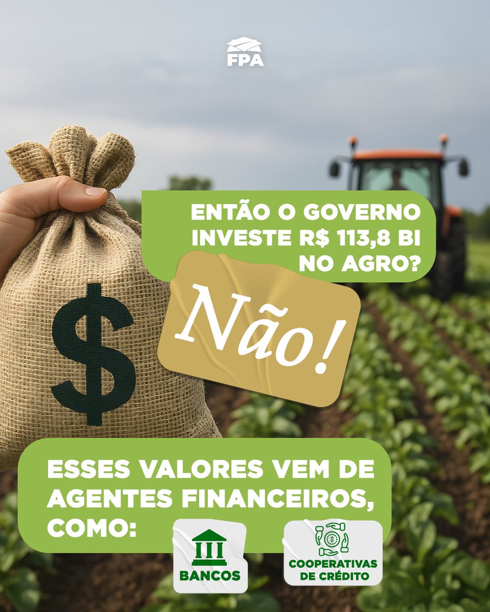 Muita propaganda, pouca verdade. 😪

O Governo anunciou o “maior Plano Safra da história”, mas entregou um crédito regado à juros altíssimos.

Com a Selic lá em cima, quem pega esse dinheiro paga caro. E no fim, quem sente no bolso é o produtor. É você, no preço da comida.