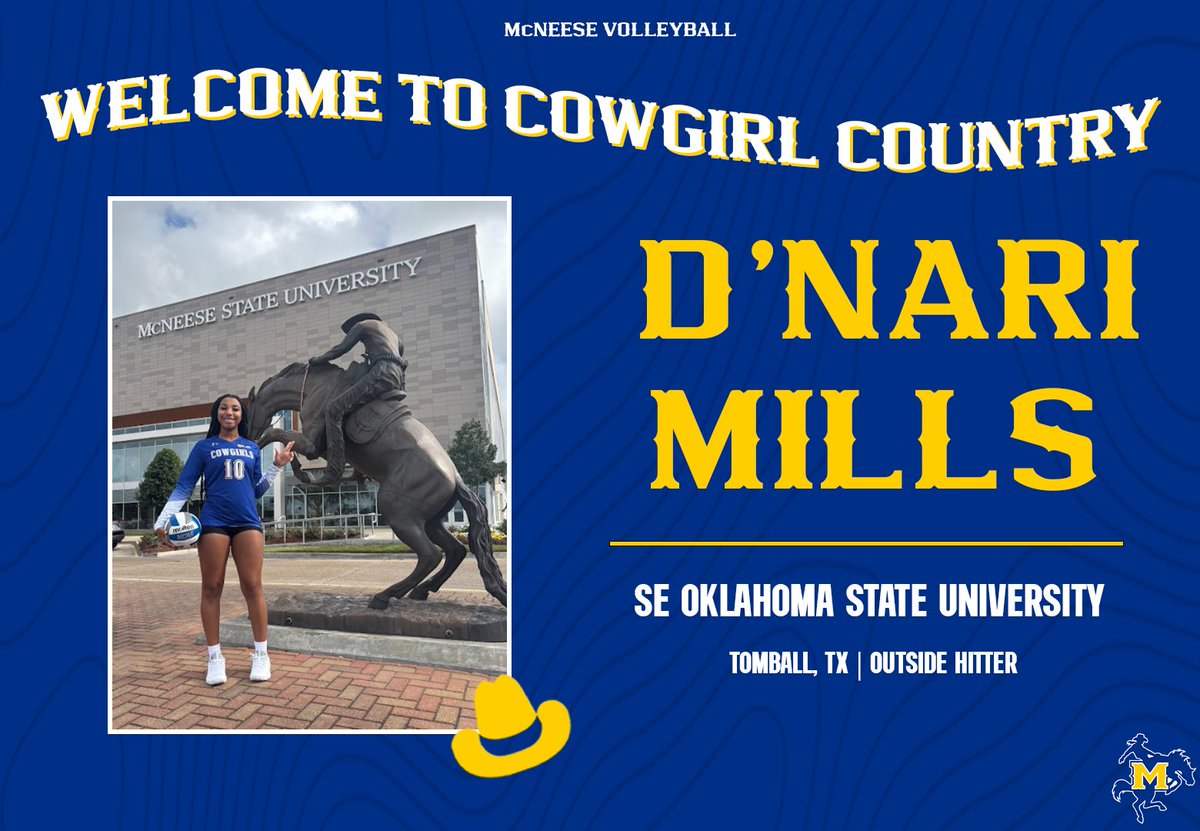 McNeeseVball's tweet image. Welcome to Cowgirl Country, D’Nari Mills! 🤠✨

#GeauxPokes