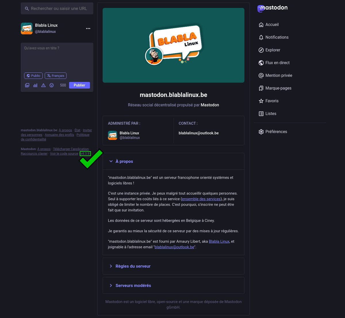 BlablaLinux's tweet image. 1/2
Mises à niveaux services de la soirée…
#Nginx Proxy Manager passe en version 2.12.4 ✔️
👉 Site officiel : nginxproxymanager.com
#Mastodon passe en version 4.3.9 ✔️
👉 Site officiel : joinmastodon.org/fr
👉 Chez Blabla Linux : mastodon.blablalinux.be
