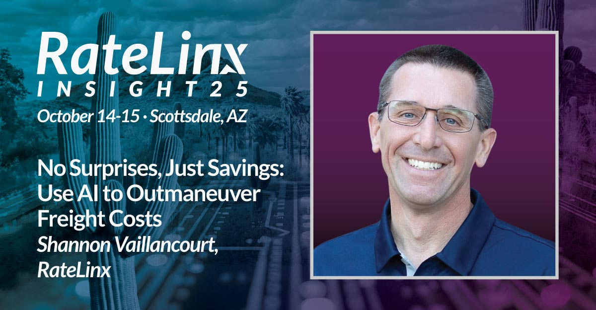 We're excited for Shannon Vaillancourt’s session at this year's INSIGHT conference!

Learn how AI in our platform helps clients control freight spend &amp; avoid surprises.

Don’t miss it!

Register now: zurl.co/39PkN 

#INSIGHT2025 #AI #SupplyChain #RateLinx
