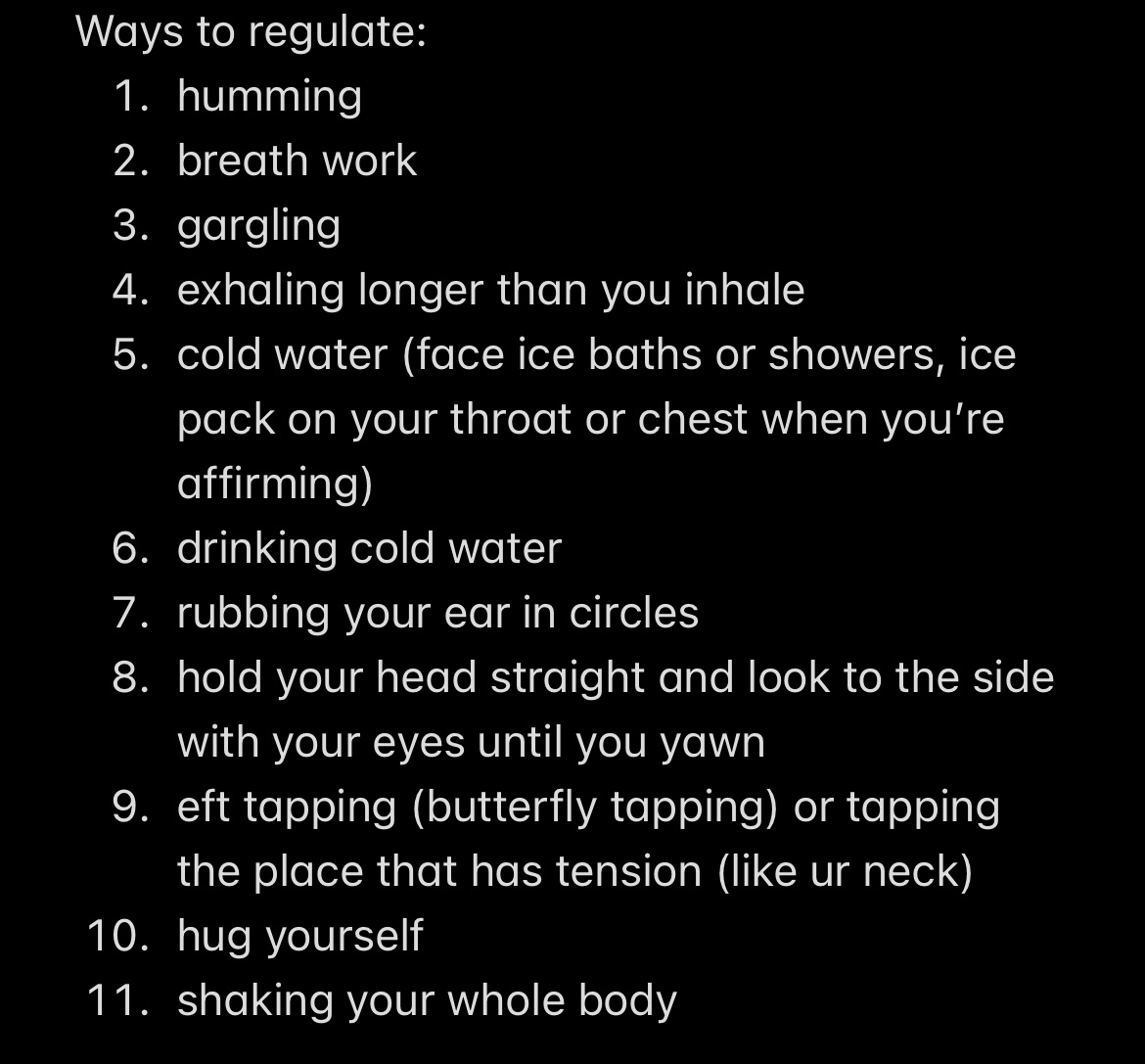 ways i regulate my nervous system: