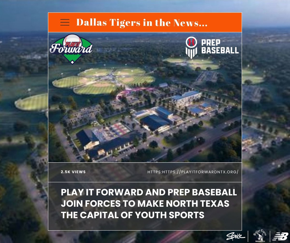 Dallas Tigers (@dtigerbaseball) on Twitter photo 📰 TIGERS IN THE NEWS 📰
Congratulations to Dallas Tigers West Director and Play It Forward Leadership, Blake Beavan and his partner, Dave Dickson, as they join forces with <a href="/prepbaseball/">Prep Baseball</a> to put North Texas on the map as the capital of youth sports.
🔗 star-telegram.com/news/local/for… 📰 TIGERS IN THE NEWS 📰
Congratulations to Dallas Tigers West Director and Play It Forward Leadership, Blake Beavan and his partner, Dave Dickson, as they join forces with <a href="/prepbaseball/">Prep Baseball</a> to put North Texas on the map as the capital of youth sports.
🔗 star-telegram.com/news/local/for…