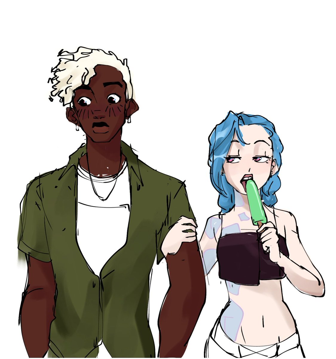 Wonder what she's trying to tell him lol

#Arcane #Timebomb #Ekko #Jinx