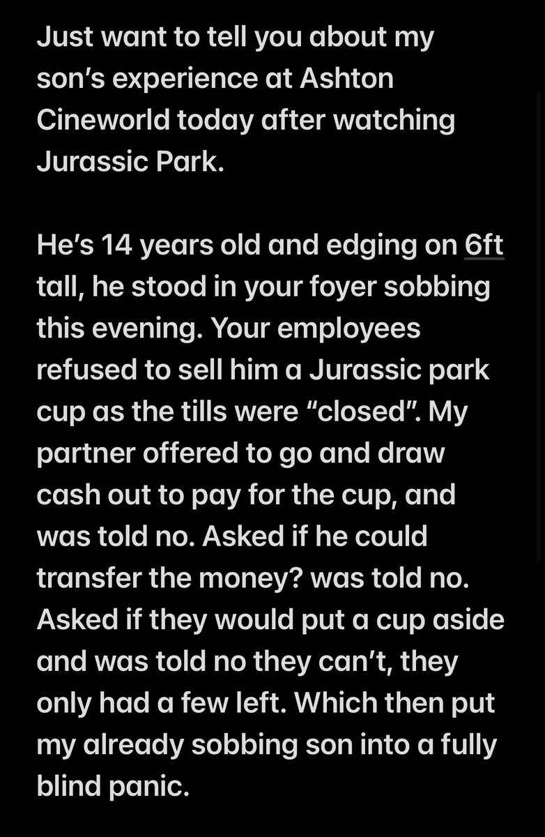 The_Real_ChynaB's tweet photo. @cineworld proper proper shit service tonight. Imagine having your 14 year old ringing you up sobbing. https://t.co/78kLeIard6