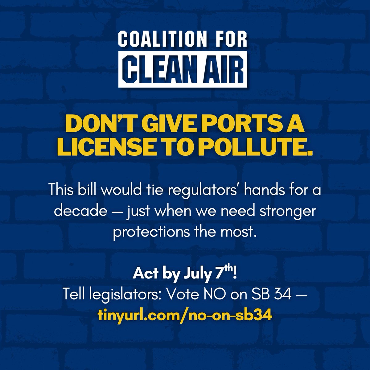 CleanairCA's tweet image. URGENT ACTION ALERT! #WeDontGiveUp #NoOnSB34 

Contact your legislator today: ccair.org/tell-californi…
