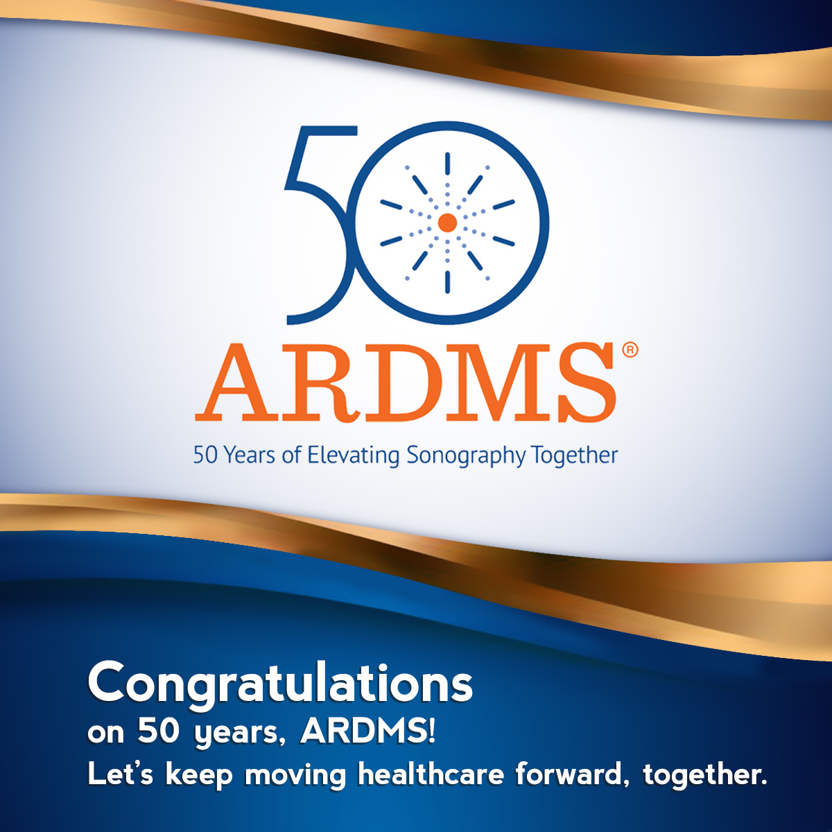 Celebrating 50 years of #ARDMS! Honoring excellence and continual learning in diagnostic medical sonography, and empowering sonographers to deliver outstanding patient care. #ARDMS50 #Sonography #PatientCare