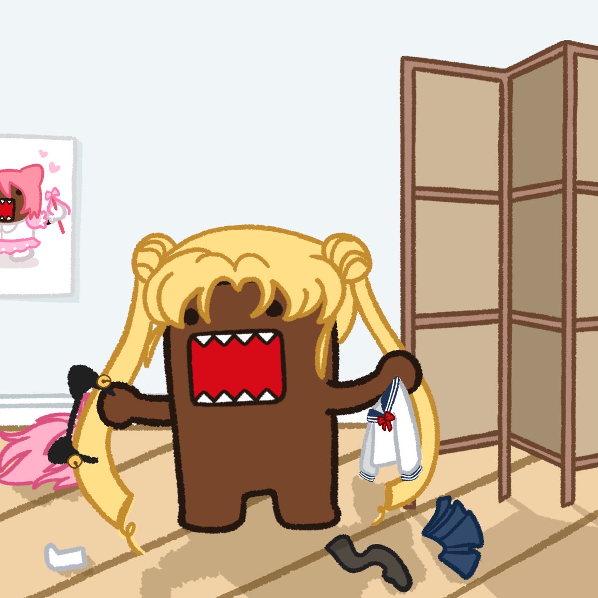 domo_hqofficial's tweet image. Domo’s trying to nail his cosplay! We’re not sure if he likes his outfits, but he’s having fun. #domo #domokun