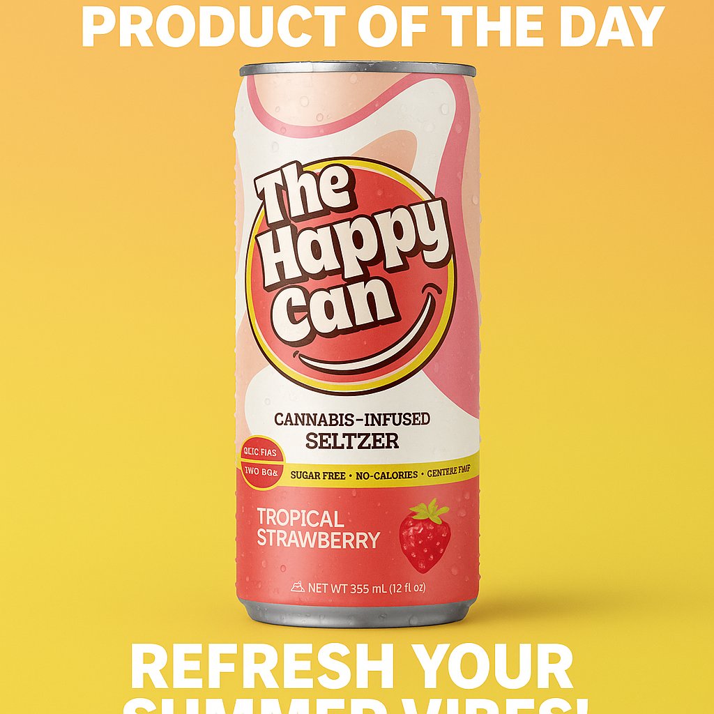 VibingLegally's tweet image. Legally Vibing Product of the Day: Get ready to ride the wave with The Happy Can Tropical Strawberry! Imagine lounging on a sunny day, popping open a can of fizzy goodness. The first taste whisks you away with light hints of strawberries mingled with exotic island fruits,…