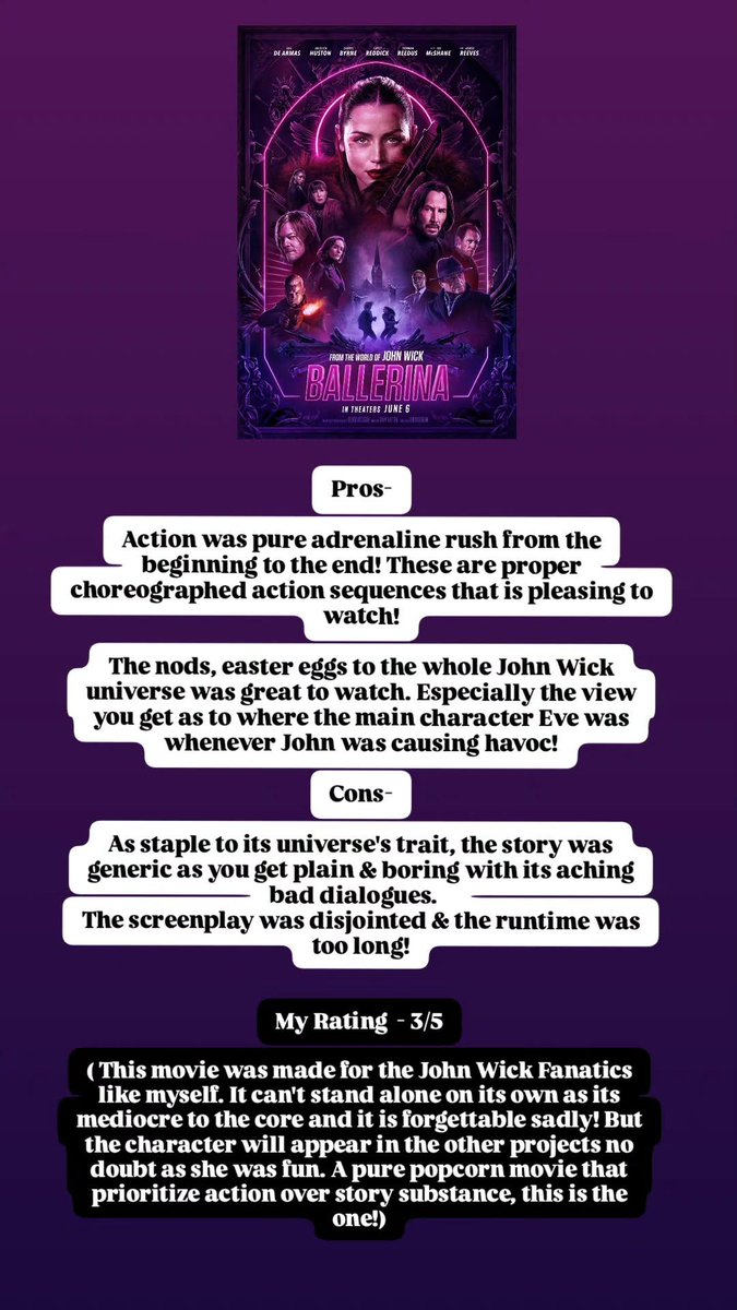 My Quick and Short Review of Ballerina #shamilmakeen #myreview #moviereview #movierating #JohnWick #ballerina #ballerinareview