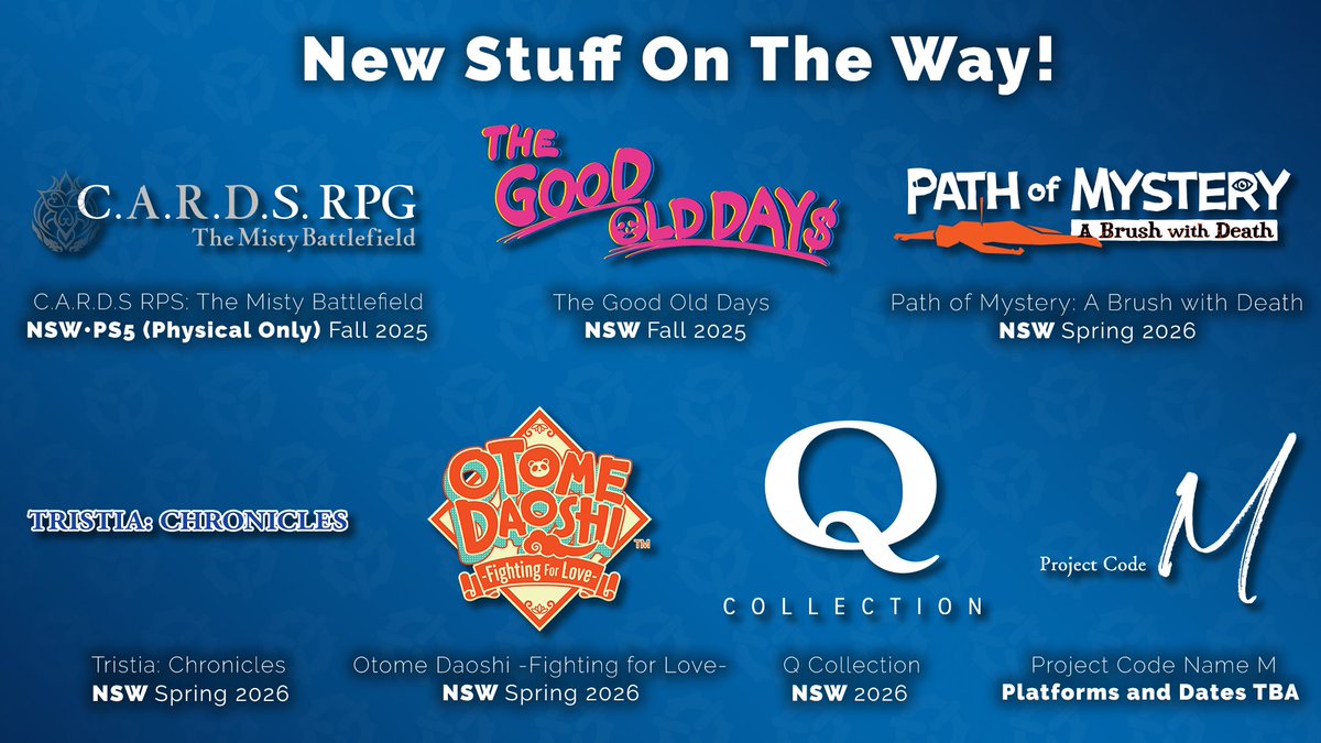 All of the brand new games for you to look forward to, all in one playlist! Check out the trailers for our games we announced at Anime Expo 2025! 

youtube.com/playlist?list=…