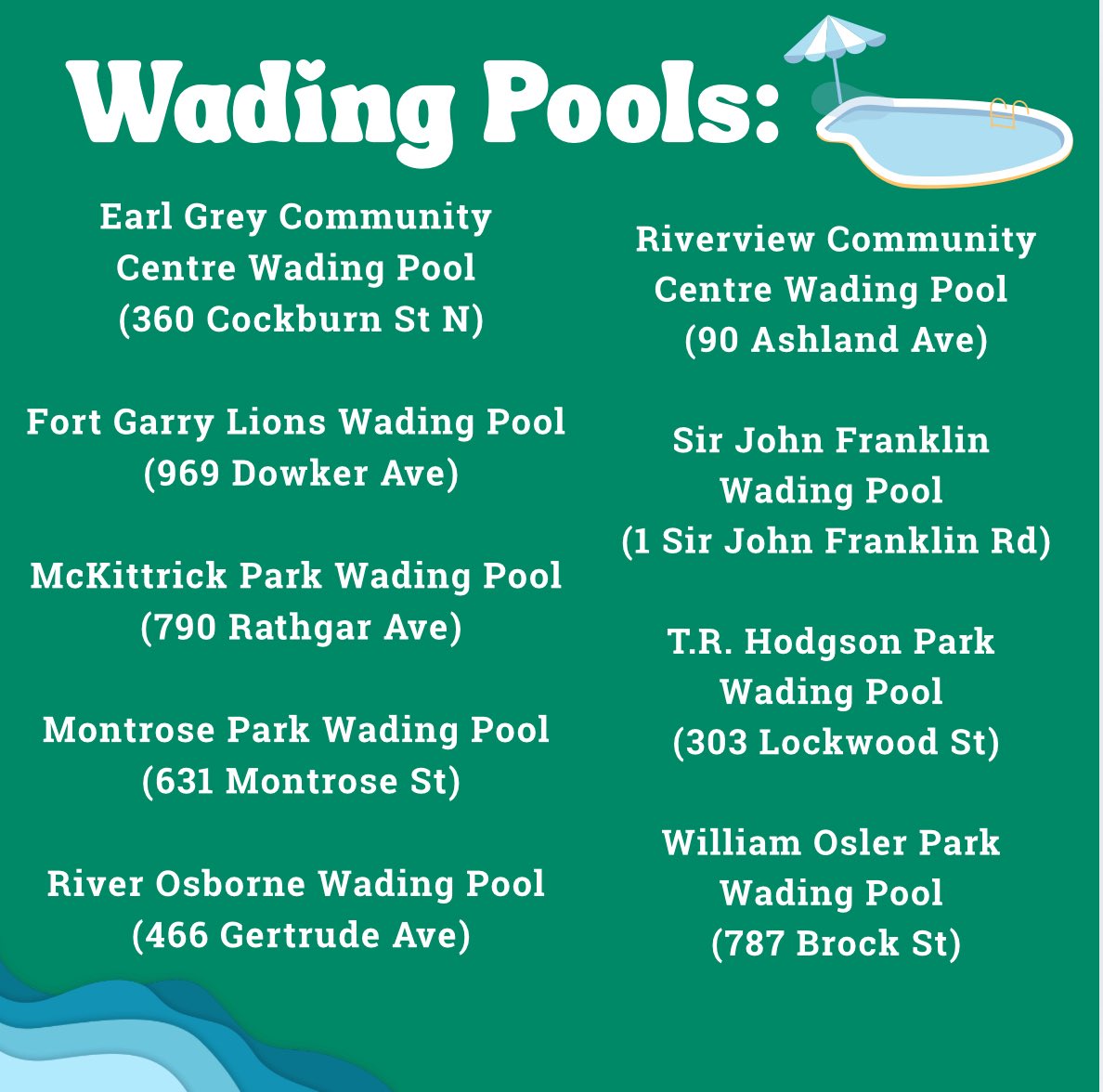 BenCarrwpg's tweet image. Looking for ways to beat the heat? Splash Pads and Wading Pools are a great way for families to stay cool and have fun during these hot summer days. ☀️
Swipe to see a list of locations in Winnipeg South Centre!
#summerdays #community #Winnipeg