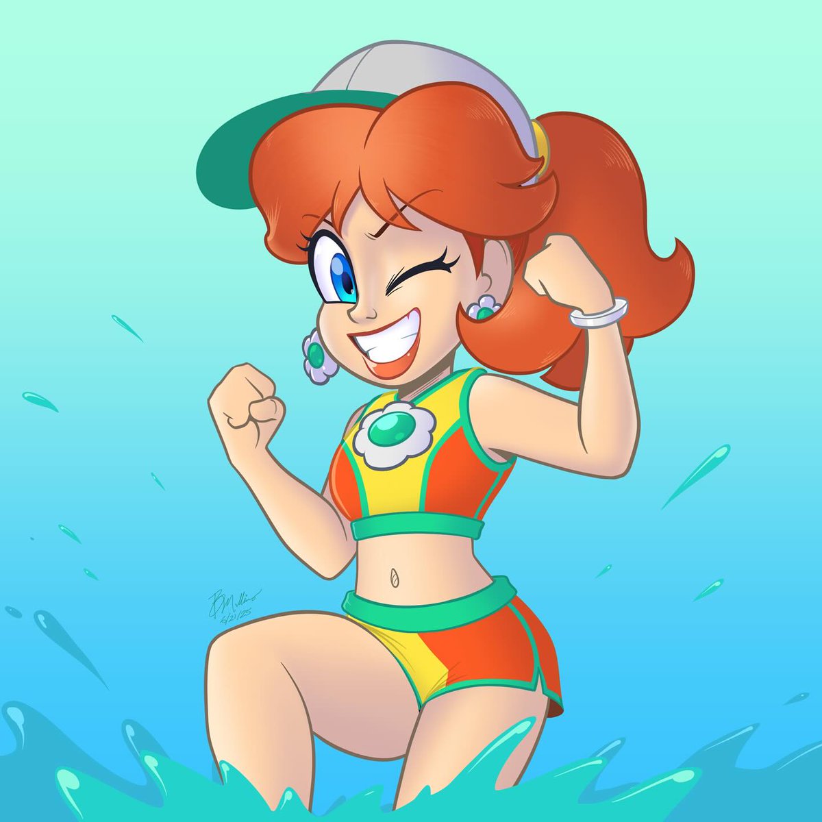 DoovieGuy's tweet image. I drew Daisy. :) I saw a screenshot with her and her toothy smile and had to draw it! :D #art #digitalart #fanart #princessdaisy #daisy #mariokartworld