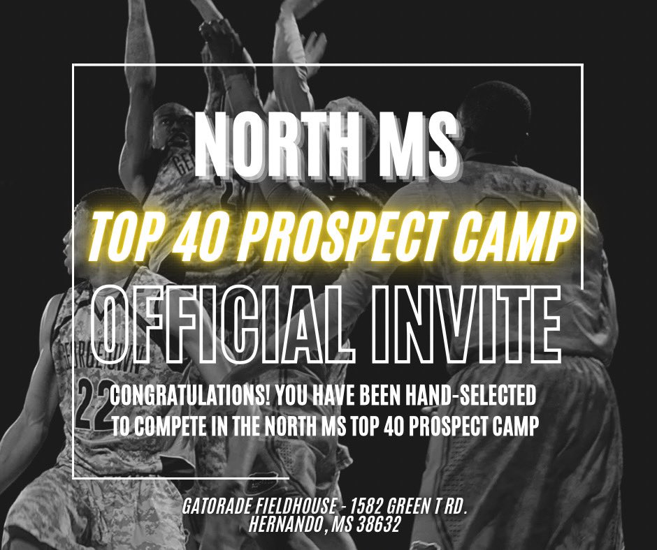 Excited to be invited too the North Ms Top 40 Prospect Camp!!