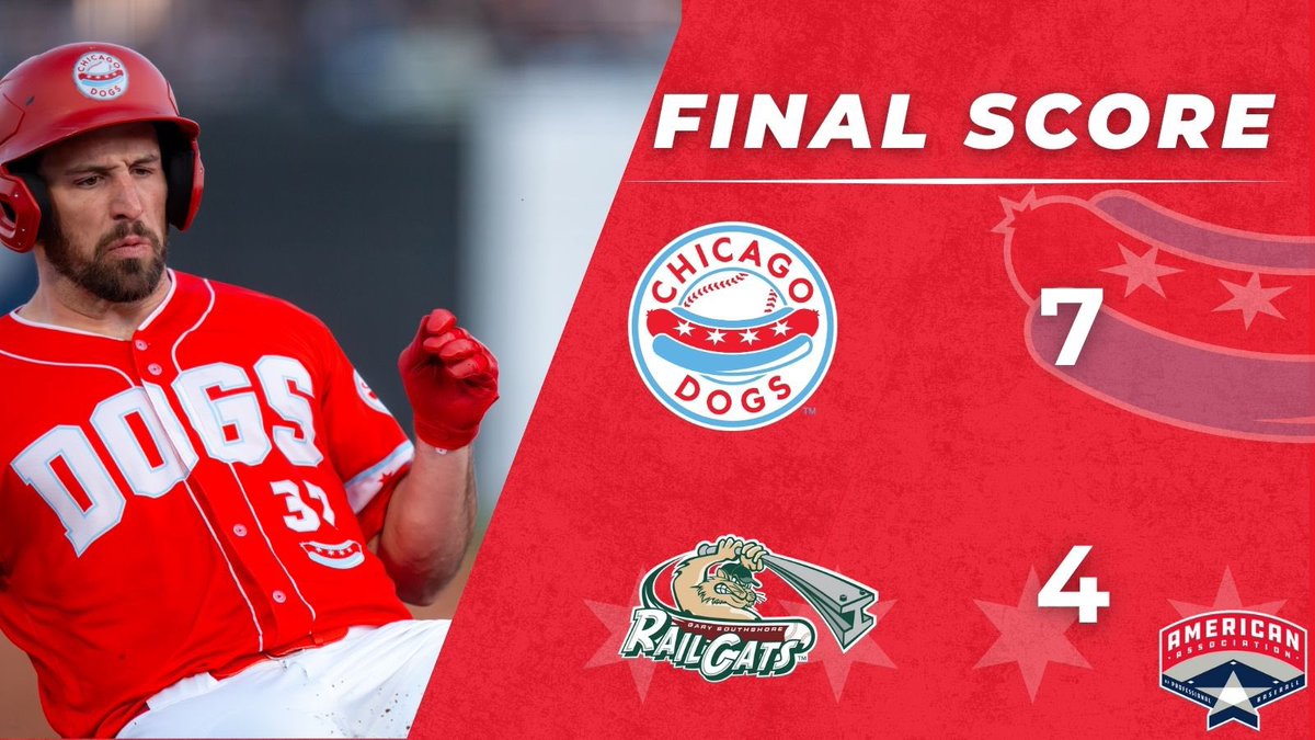 TheChicagoDogs's tweet photo. Dogs take a 2-0 series lead against the RailCats!🌭 #NoKetchup https://t.co/5O23DtfcTG