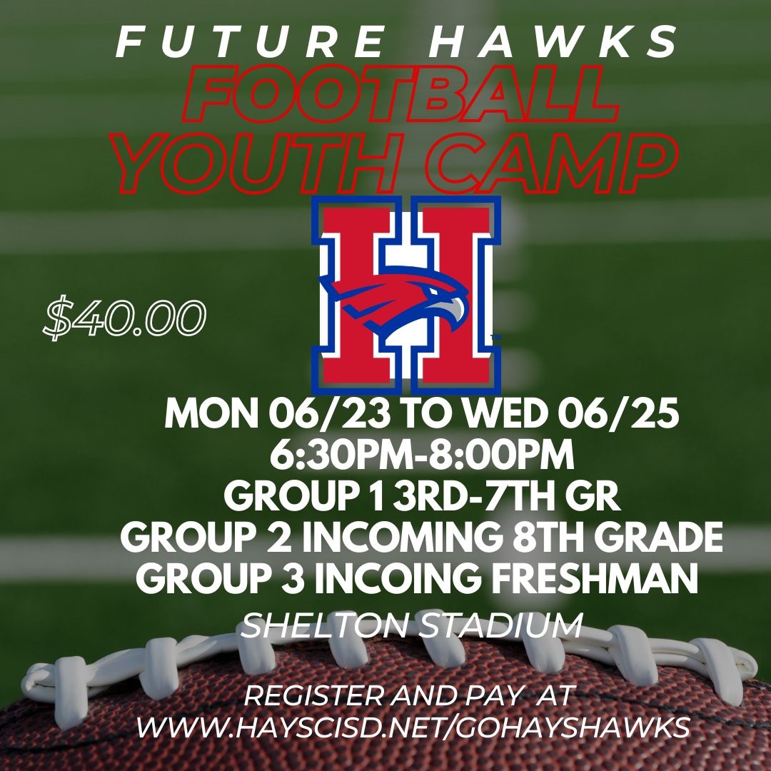 Jack C Hays High School Athletics (@gohayshawks) on Twitter photo Register for Football Camp- starts Monday! <a href="/wmsrangers/">Wallace Rangers</a> <a href="/BartonBobcats/">Barton Athletics</a> <a href="/Hays_Hawks/">Hays High School</a> Register for Football Camp- starts Monday! <a href="/wmsrangers/">Wallace Rangers</a> <a href="/BartonBobcats/">Barton Athletics</a> <a href="/Hays_Hawks/">Hays High School</a>