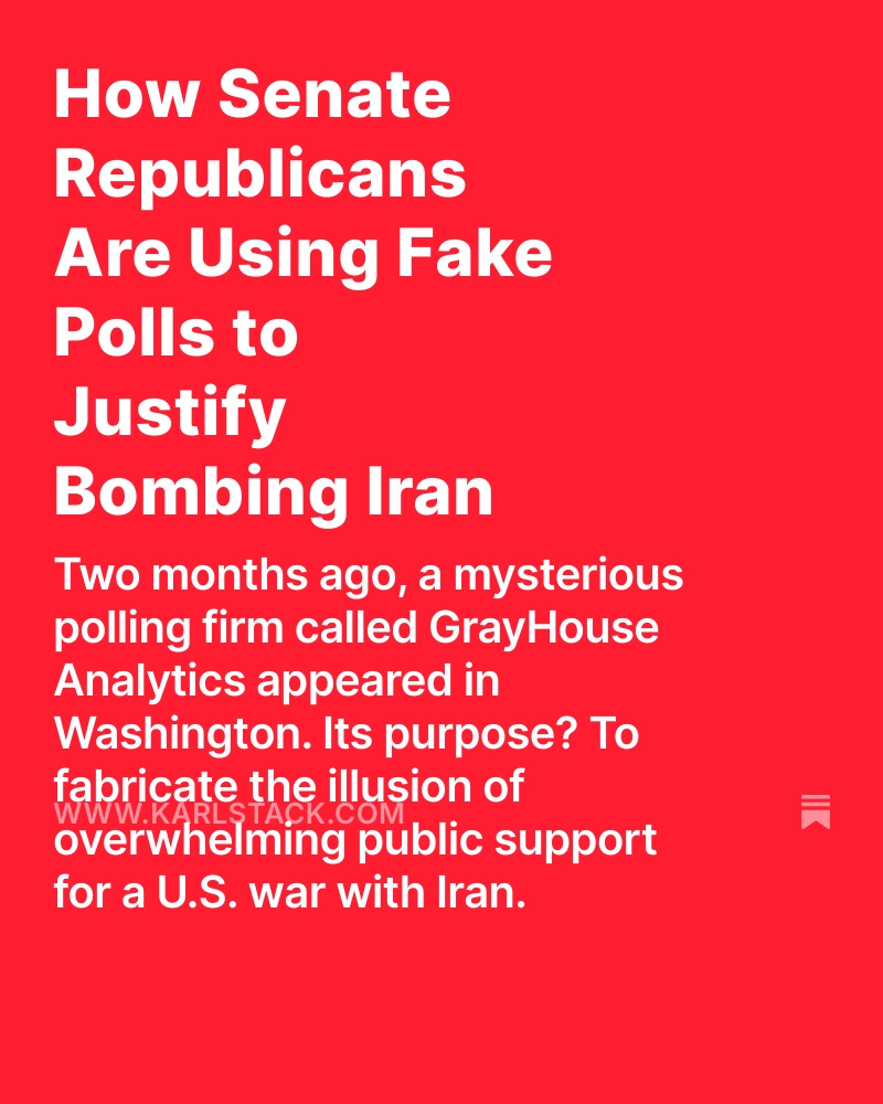 NEW: How Senate Republicans Are Using Fake Polls to Justify Bombing Iran

thread 🧵