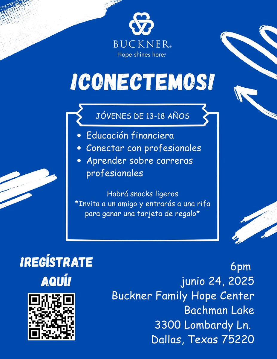 Buckner Family Hope Center at Bachman Lake brings summer learning for teens! Learn Financial Literacy while networking with professionals about their careers. Tuesday, June 24, at 6 pm. Register at forms.office.com/r/1M9BLZuCkr?o…