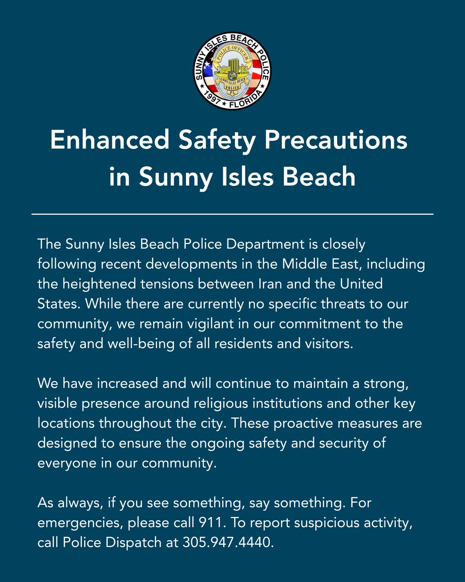 Important message from Chief Santiago and the Sunny Isles Beach Police Department.