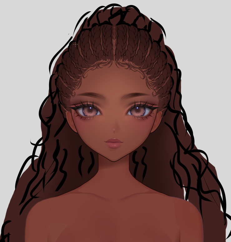 suiika___'s tweet image. Black vtubers, could I please get your opinion on this? 

I am unsure if the scalp and roots are drawn correctly. Ive been staring at it for hours but Im not sure if something feels off or if I am overthinking.

Ive also been experimenting with adding additional layers to the…