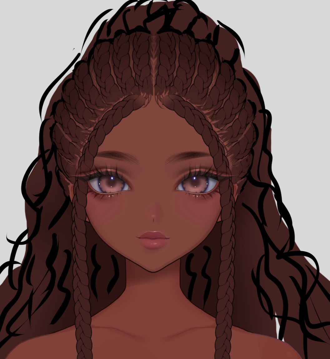 suiika___'s tweet image. Black vtubers, could I please get your opinion on this? 

I am unsure if the scalp and roots are drawn correctly. Ive been staring at it for hours but Im not sure if something feels off or if I am overthinking.

Ive also been experimenting with adding additional layers to the…