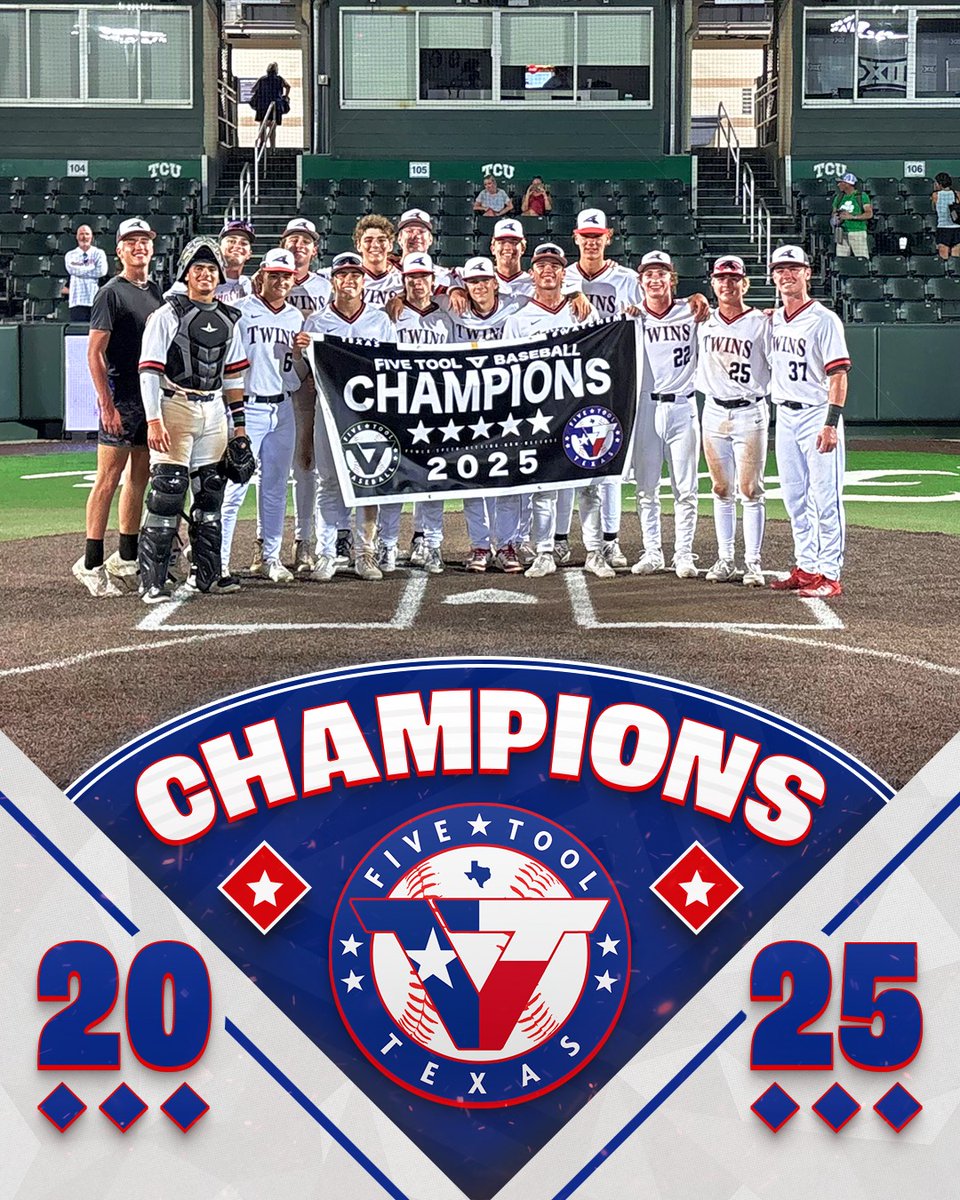 🏆Champions🏆

Congratulations to <a href="/DFWTwins/">DFW TWINS</a> 17U Scout on winning the 17U/18U division of the <a href="/FiveToolTexas/">✭Five Tool Texas✭</a> TCU State Championships!

#WatchEm