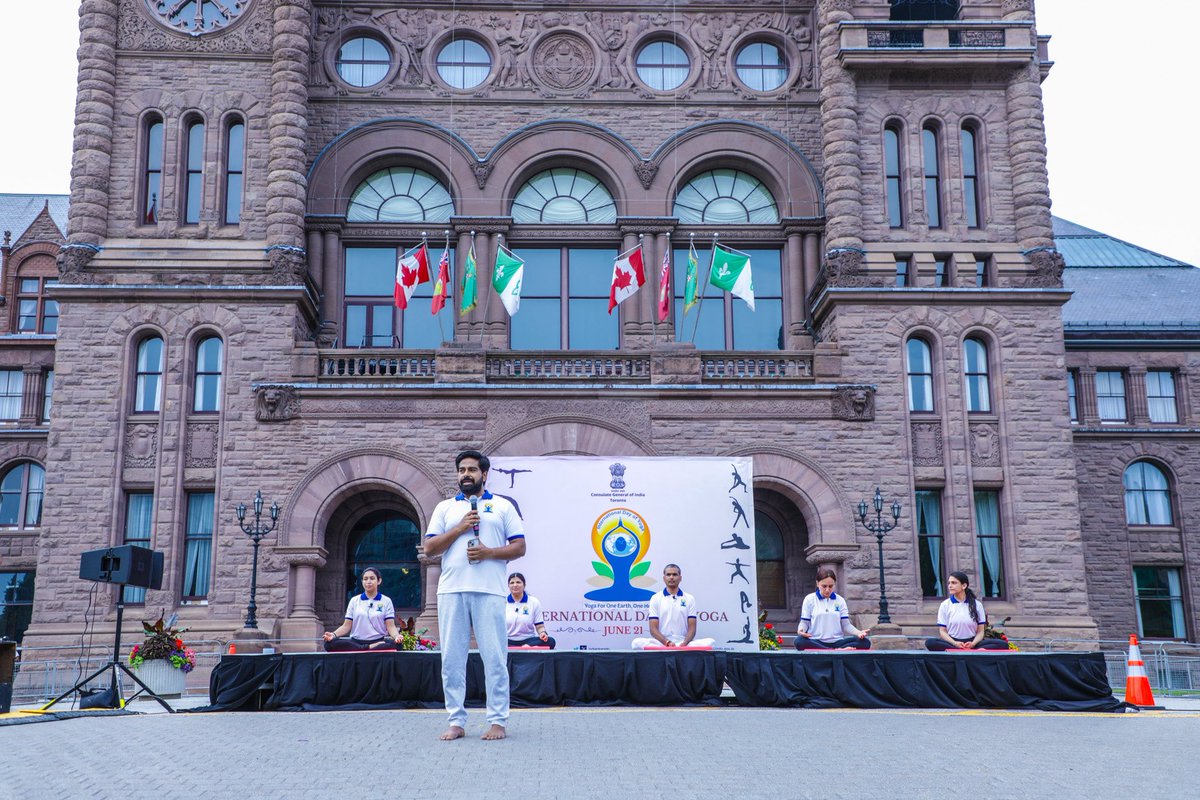 Consulate celebrated the 11th #InternationalDayOfYoga at the iconic Legislative Assembly of Ontario, uniting yoga lovers, community &amp; yoga organizations, government officials, diplomats and consular officers. The session reflected the spirit of “Yoga for One Earth, One