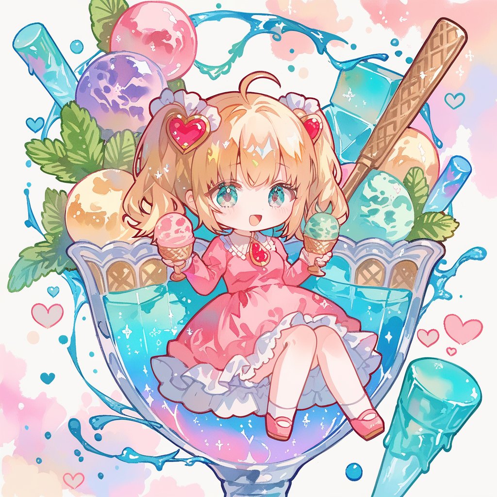アイスに囲まれた女の子です。
＃AIイベントアイス娘
#AIイラスト