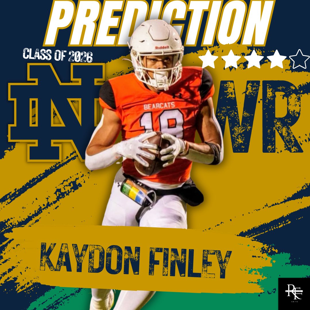 BREAKING: Top 100 Class Of 2026 4⭐ WR Kaydon Finley has just received an On3 RPM Insider Prediction to land with Notre Dame, via On3's Max Torres!👀☘️

Kaydon is currently on his final Official Visit to Texas this weekend before his July 4th Commitment Date.

He ranks as the #93