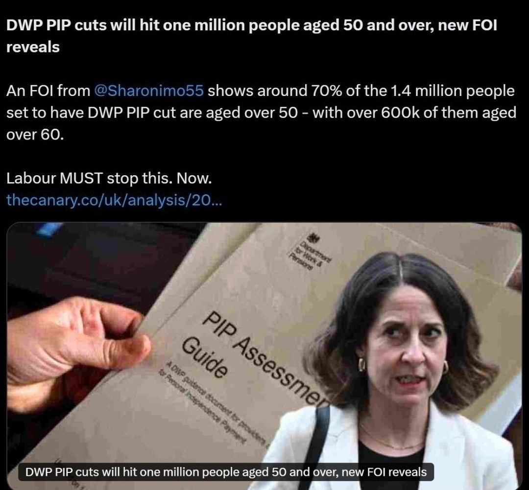 timlongson's tweet photo. @UKLabour To "get more young people into work, education of training" was the reason for @UKLabour gave for attack on the vital welfare #PIP, but 70% (nearly 3/4) of those to lose pip are AGED 50 or OVER! Stop disingenuously targeting the vulnerable disabled as #PIPisNotAnOutOfWorkBenefit! https://t.co/WI8HdGD9IX
