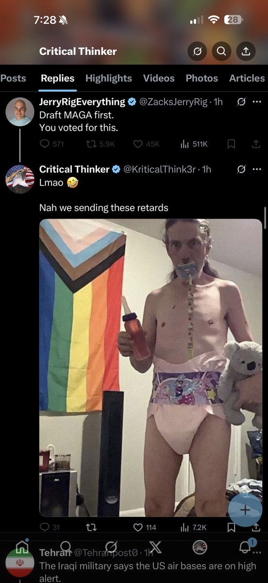 KriticalThink3r's tweet image. Lmao 🤣
@ZacksJerryRig blocked me because my counter to his post went viral
What a pussy smooth brain sheep liberal @TheDemocrats
Stick to @YouTube if you don’t have the balls to debate