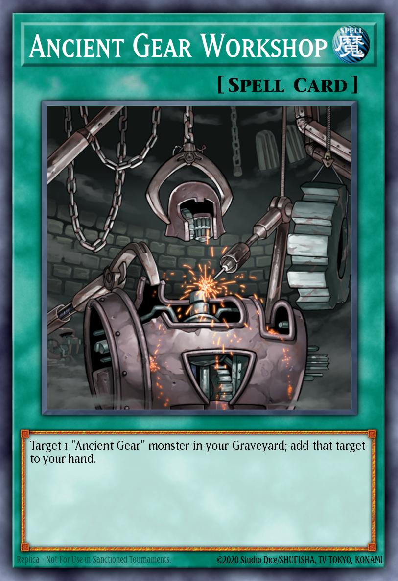 Yugioh_COTD's tweet image. #YuGiOh #CardTrivia 
Ancient Gear Workshop: Can special summon 'Gear Gigant X' from the deck in its effect, but only if 'Cynet Warrior' is on the field. #DeckBuildingTips #CardStrategy