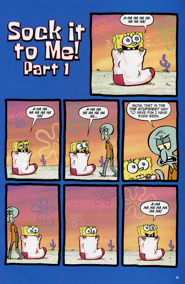 The Art of SpongeBob (@artofspongebob) on Twitter photo "Sock it to Me!" by Graham Annable, from SpongeBob Comics #9. "Sock it to Me!" by Graham Annable, from SpongeBob Comics #9.