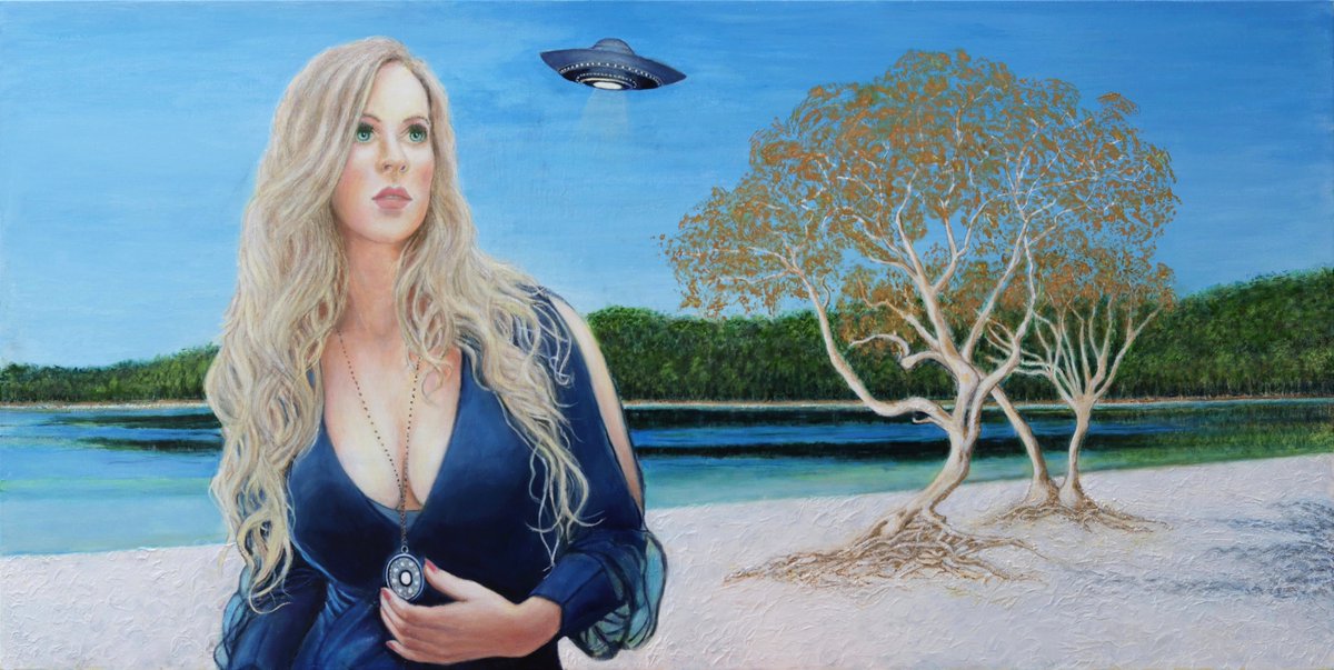 IndigoartAu's tweet photo. Amulet -original retro, sci-fi painting #art #Paintings #realisticpainting #figurativeart #artlifeworks #artpaintmasters #popartpaintings #popartstyle #painting #artrealism #scifiart #flyingsaucerart #magicrealism #surrealscifiart #beautifulwomanart #retroscifiart #retroart https://t.co/CKctsf9Y83