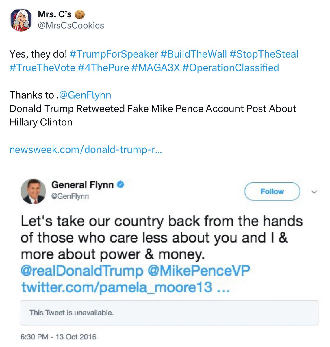 MrsCsCookies's tweet image. .@Delta5by5Dawn .@bigredwavenow .@Astarawhatever .@AmerPatriotMimi .@justthinkit .@genxstan .@Monica4518 .@WotTheElf217 .@mrs_wiggley 
BOT FARMS! 
How about that! #MAGA3X Mike #Flynn knew exactly what he was doing! #OperationClassified #DigitalSoldiers™️

google.com/search?q=gen.+…
