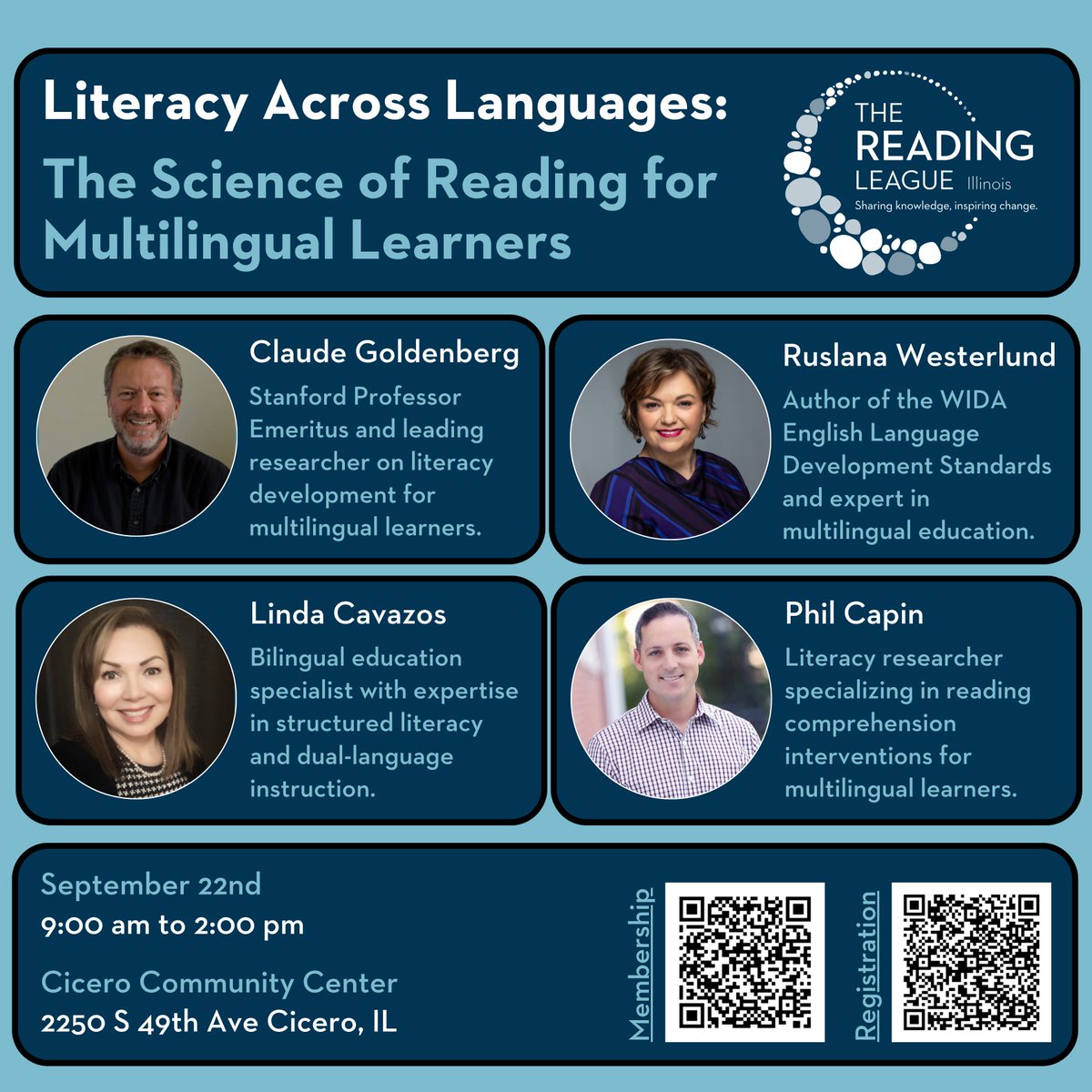 ReadingLeagueIL's tweet image. Registration is open! Join us for our first TRL IL event: Literacy Across Languages: The Science of Reading for Multilingual Learners
🗓️ Sept 22, 2025 | 9am–2pm
📍 Cicero Community Center
Register: zeffy.com/en-US/ticketin…
Membership: zeffy.com/en-US/ticketin…