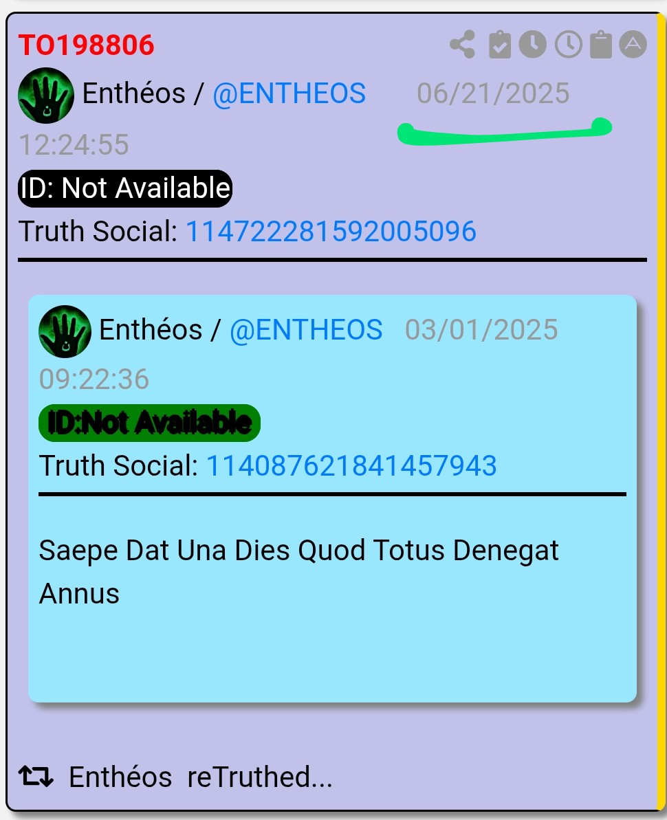 Raiden8pt0's tweet image. TOL: What are the odds ... 

The Begining is The End &amp;amp; 
The End Is The Begining
#MyHero

#MonumentalEvents

Enthy retruthed this TODAY 
6-21-25

HUGE 

Posting for long term NOTE TO SELF

12-24-25 
5 yr Delta 
Merry Christmas ❗️

x.com/Raiden8pt0/sta…