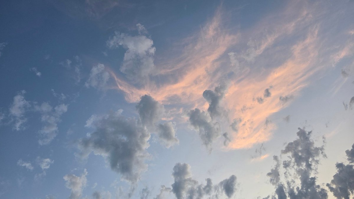 Sky like a painted ceiling this evening as the last rays of the solstice sun brushed the clouds.