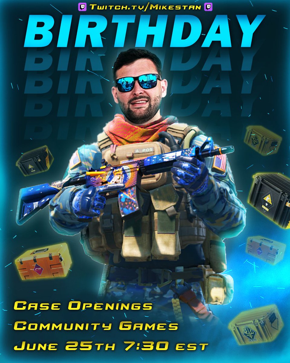 MikeStan (@mikestantweets) on Twitter photo I'm no <a href="/Trainwreckstv/">Trainwreck</a> but super hyped to open 2x CS:GO Weapon Cases! Shout out to the Community for the gifts!
6/25 @ 7:30est twitch.tv/MikeStan - Community Games, 50+ Case openings and more...
-2x CS:GO Weapon Cases
-40x Fever Cases
-10x Spectrum 2 cases
-Austin Major I'm no <a href="/Trainwreckstv/">Trainwreck</a> but super hyped to open 2x CS:GO Weapon Cases! Shout out to the Community for the gifts!
6/25 @ 7:30est twitch.tv/MikeStan - Community Games, 50+ Case openings and more...
-2x CS:GO Weapon Cases
-40x Fever Cases
-10x Spectrum 2 cases
-Austin Major