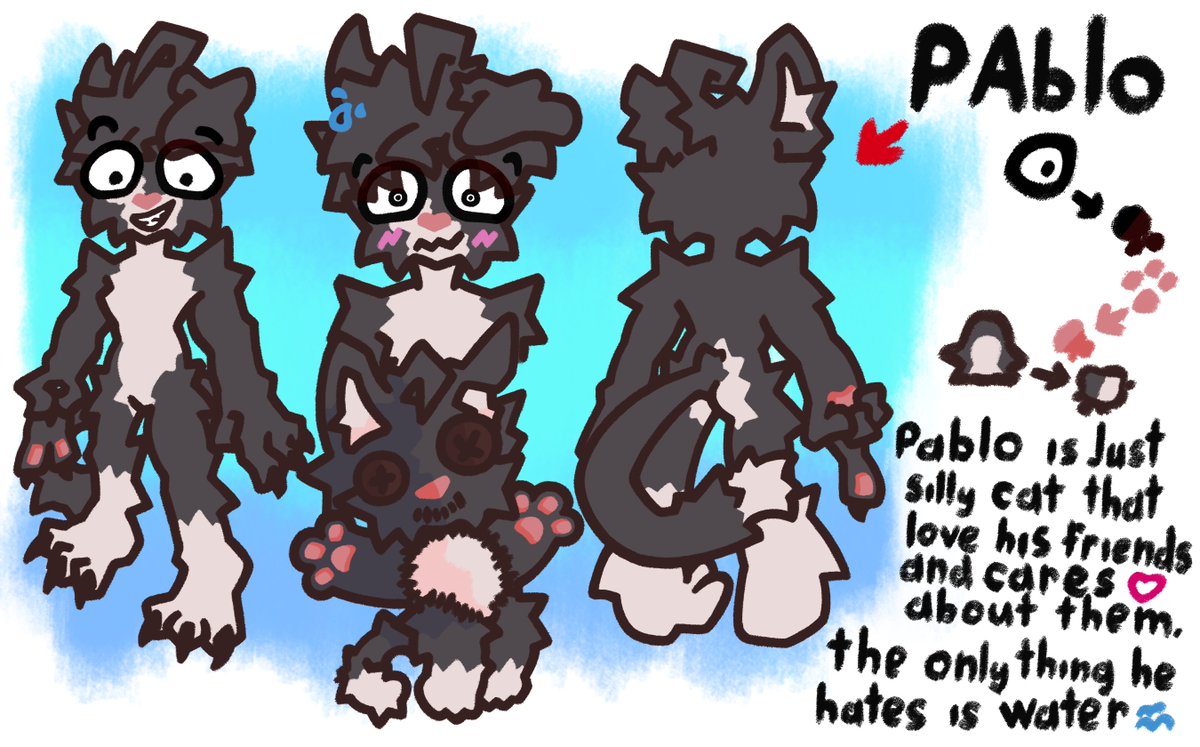JabaOx's tweet photo. Redrawing my old reference of Pablo! changing his haircut a little bit and adding some claws (Nah, he won't hurt anyone trust me !) https://t.co/YS5R8McVtE